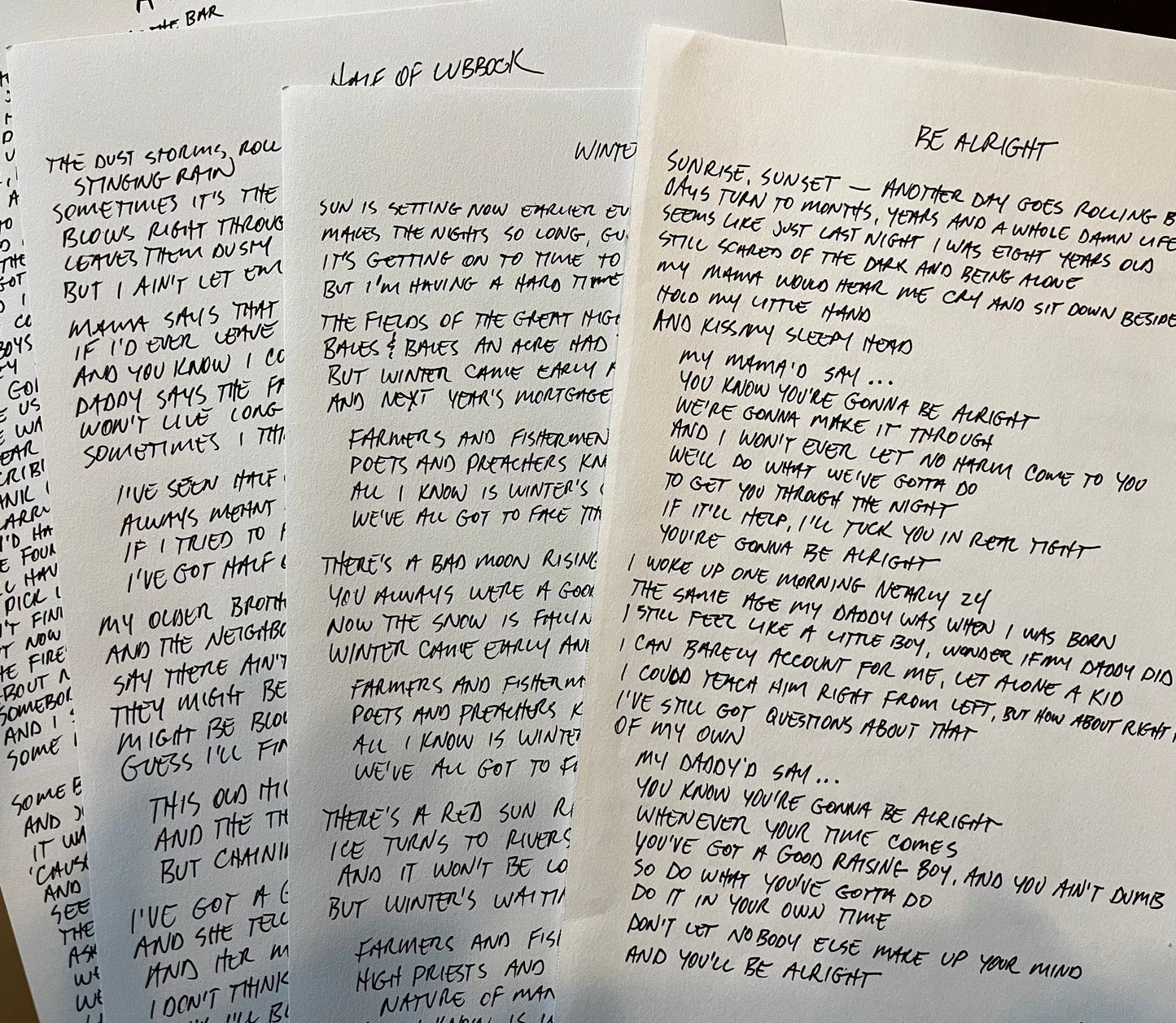 Handwritten Song Lyrics